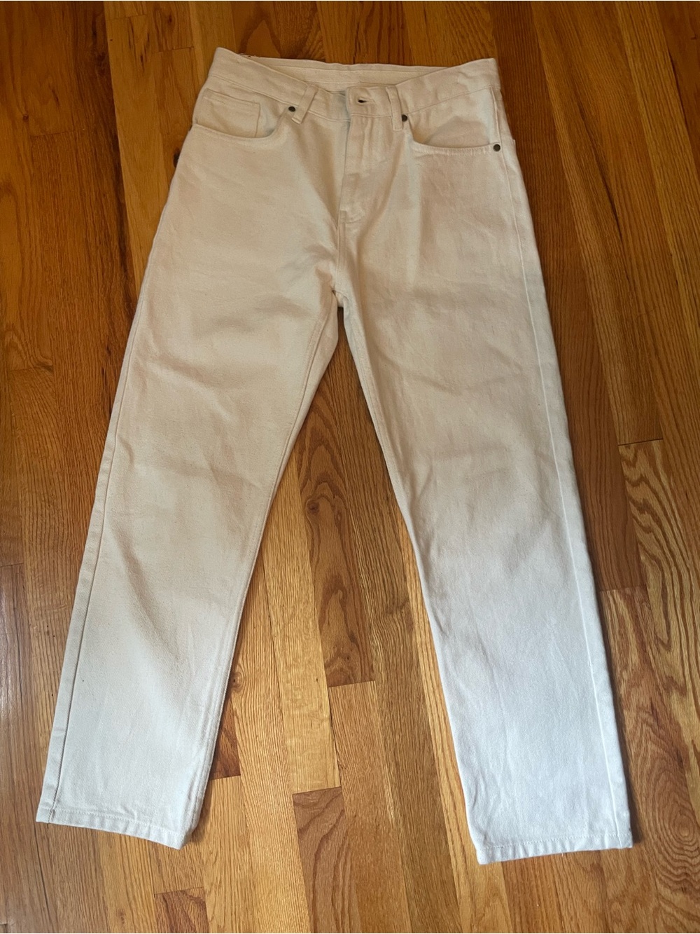 Zara Women's Cream Straight Jeans
